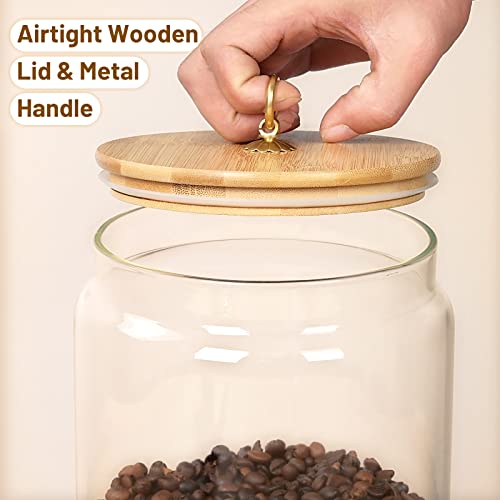 Totexil Large Glass Jars, 1 Gallon Thicken Glass Food Storage Jars With Bamboo Lids, Airtight Glass Canisters With Mental Handle, Kitchen Storage Containers For Coffee Beans, Cookie, Flour, Rice, Nuts #TOP2
