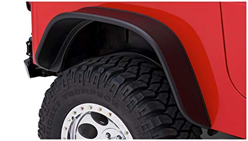 Bushwacker Jeep Flat Style Rear Fender Flares | 2-Piece Set, Black, Textured Finish | 10068-07 | Fits 1987-1995 Jeep Wrangler YJ (Excludes Renegade)