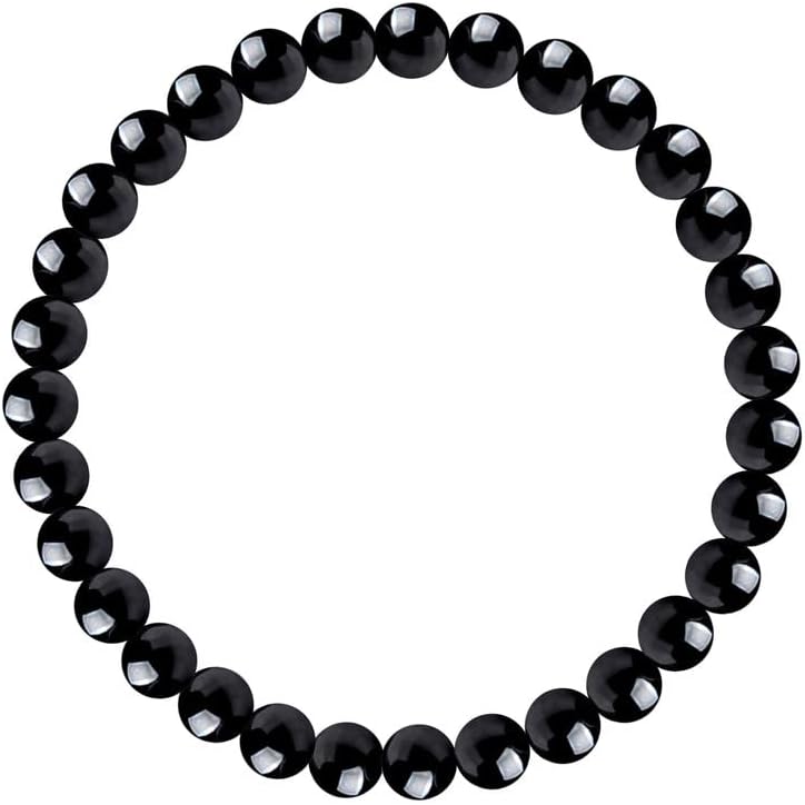 Cuentas negras para hacer joyas, cuentas naturales a granel, cuentas espaciadoras de ágata redonda lisa de 0.157 pulgadas, se venden por 1 hebra