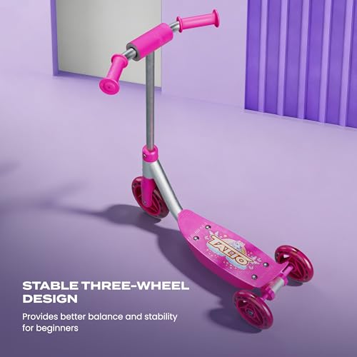 Image of TALIO Kids Kick Scooter for 2-5 Years Boys Girls, 3 Wheels with 4-Adjustable Heights, BIS Certified, Pink | Capacity 30kg (GK-105 /02)