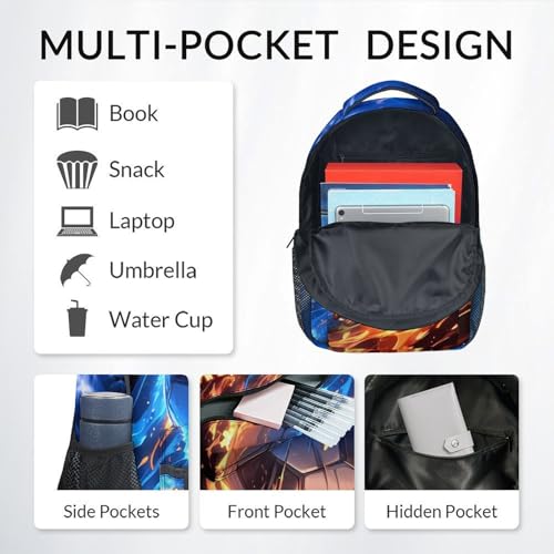 Boys Backpack, Personalized Soccer Backpacks for Kids, 17" Sports-Themed Bookbag for Elementary Kindergarten, Custom Sports Theme School Bag4