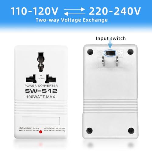 50W Voltage Converter Power Converter, Travel Adapter AC110V/120V to 220V/240V Step-Up&Down Voltage Converter (Applicable Electrical Appliance: <50w)2