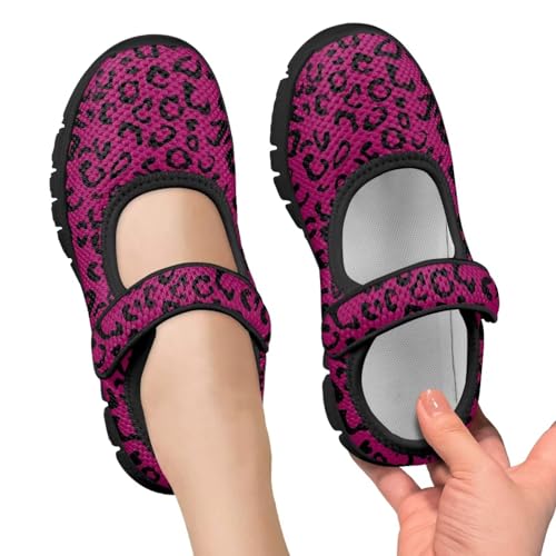 PinUp Angel Cute Leopard Mary Jane Shoes for Girls Round Toe Dress Flat Adjustable Strap School Walking Shoes4