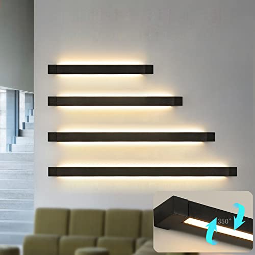 Decoración de pared Iluminación Aplique de pared lineal giratorio 350 ° LED decoración pared moderna iluminación apliques interiores tira larga blanca cálida lámpara pared dormitorio metal decoración