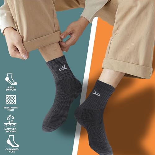 Image of Mayor Crew Length Socks for Men & Women, Breathable Cushioned, Anti-Odour, Anti-Bacterial, Ideal for Running, Gym, Workout, & Casual (Pack Of 3)