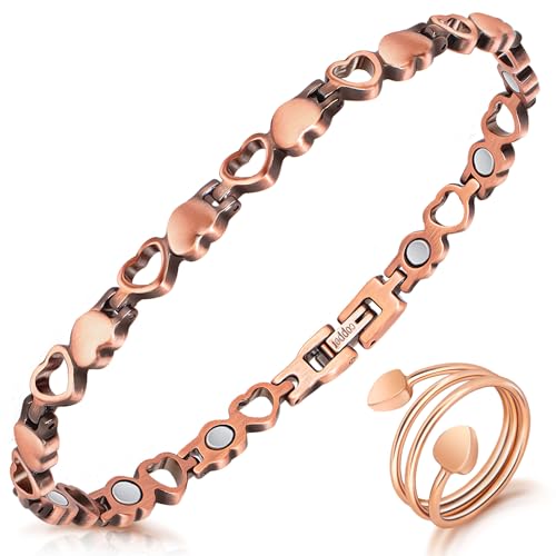 Copper Anklet for Women Magnetic Copper Ankle & Lymphatic Drainage Ring with 3500 Gauss Magnets 100% Solid Pure Copper Jewelry Gift with Adjustment Tool