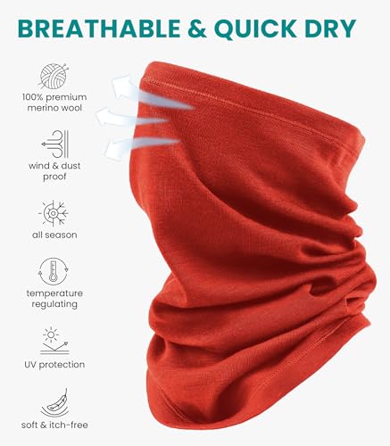 Image of Merino Wool Sun & Wind-proof Neck Gaiter 17.5um - Breathable Multi-Use Face Covering - Neck Warmer & Ski Mask for Women, Men