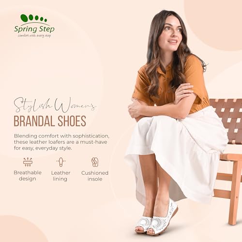 L'Artiste Women's OSUNA Hook-and-Loop Leather Sandals β Floral Cork Design, Adjustable Straps, Cushioned Demi-Wedge Sole4