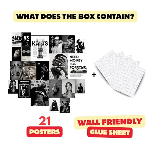 Image of Yellow Town India Urban Legends 2.0 Hip Hop Wall Poster Kit for Men | Minimal Black & White Streetwear Aesthetic Posters for Room Decor | 300 GSM Multi Sized Art Prints | A4+A5+A6 Poster Mix | Free Wall Adhesive