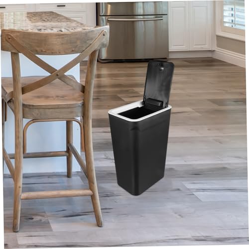 Caneca de basura rectangular con tapa y pedal color negro miniatura 6
