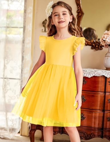 Image of Arshiner Toddler Tutu Dress Little Girls Fluffy Summer Dresses Casual Party Tulle Sundress for Kids 2-6Y