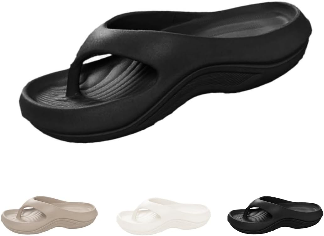 Arch Support Flip Flops for Women Plantar Fasciitis Orthopedic Sandals for Women Arch Support Walking Sandals Platform Recovery Flipflops Pillow Soft Summer Beach Shoes Non-slip Comfort Lightweight