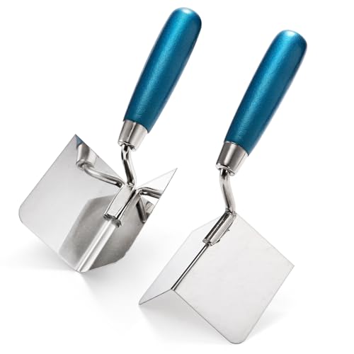Peohud 2 Pieces Drywall Corner Tool Set Inside and Outside Corner Knife Stainless Steel Corner Trowel Concrete Finishing Tool for Plastering Bricklaying Corner Finishing Work