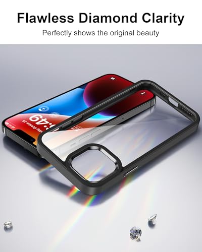 Image of HOOMIL Case for iPhone 14 6.1-Inch, Non-Yellowing, Drop Protection, Anti-Scratch Transparent Hard Back Phone Cover - Black Clear