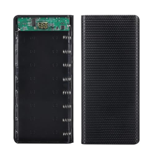 DIY Power Bank Box con caja de batería 8 x 18650 y pantalla digital LCD negro