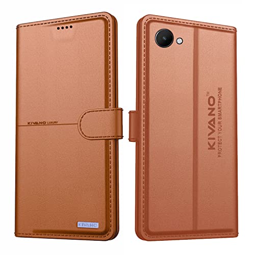 Image of KIVANO Realme C30s Professional Series Wallet Case | Luxurious Design | Premium | PU Leather Flip Case Back Cover - Coffee