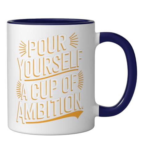 Pour yourself a cup of ambition Ceramic Mug, Dark Blue/White, 11oz by GrandMaster Design - Used condition - Image 2
