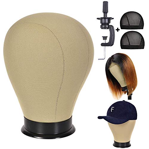 22 Inch Wig Head Cork Canvas Block Head for Making Wigs Mannequin Head for Wigs Display with Mounting Holes Wig Display