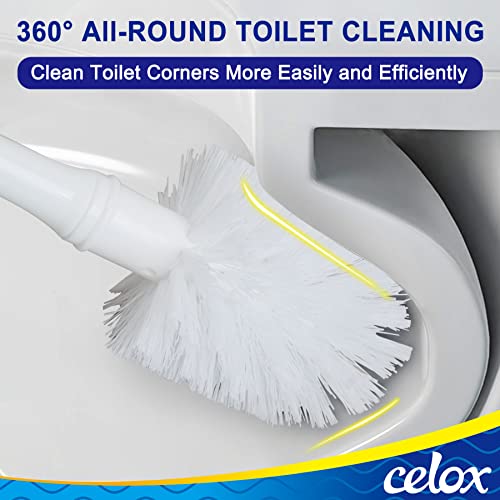 Celox Toilet Bowl Brush And Holder, Compact Toilet Brush With Breathable Ventilation Stand Base, Bathroom Cleaning Kit, White, 2 Set #TOP2
