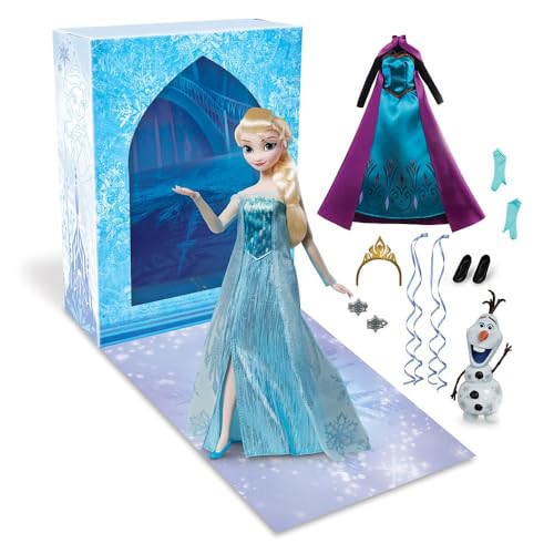 Disney Store Official Elsa Story Doll (Blue Dress) - 11 Inches - Includes Coloring Book and Additional Dress, Princess Doll in Classic Outfit, Disney...