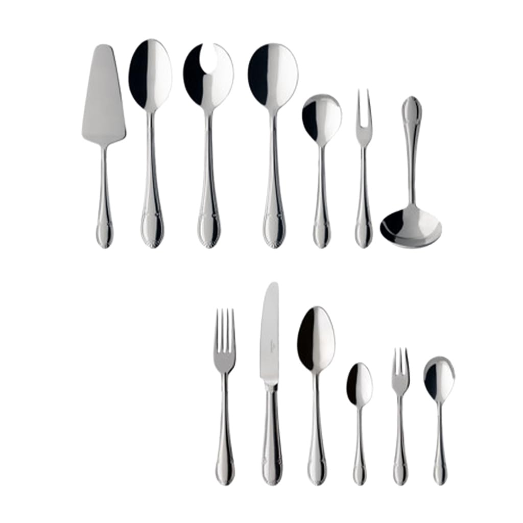 Villeroy & Boch - Mademoiselle Set di Posate 68 Pezzi Argento, Lavabile in Lavastoviglie, 12 Persone Platino, Forchette, Coltelli, Cucchiaio, Acciaio Inossidabile
