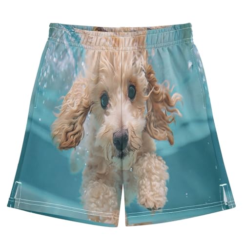 Dog Under Water Animal Boys' Shorts Summer Cotton Adjust Pocket Boys Shorts Size 8 Years Multicolor