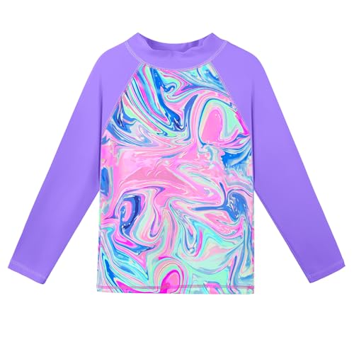 Image of TFJH E Girls Long Sleeve Swimsuits Skirt 2-Pieces Rash Guard Set Sun Protection UV 50+