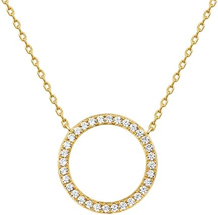 PAVOI 14K Gold Plated Dainty Pendant Necklace | Heart, Dot, Halo, Butterfly Pendant | Layering Necklaces | Gold Necklaces for Women
