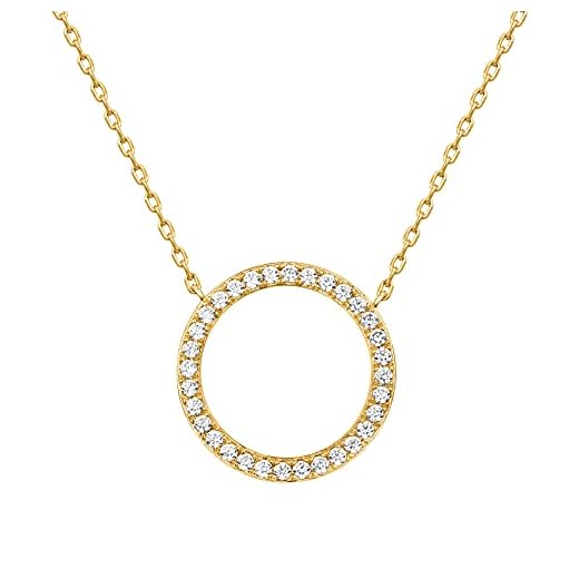 PAVOI 14K Yellow Gold Plated Shape Pretty Necklace | Womens Cute Necklaces | Friendship Necklace | CZ Circle Necklace