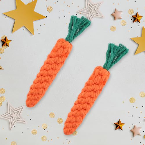 Moosono 2 Stück Hundespielzeug Karotte, Kauspielzeug für Welpen, Geflochten Seil Spielzeug Hund für Interaktives, Hundespielzeug Kleine Hunde für Kleine Mittelgroße Welpen
