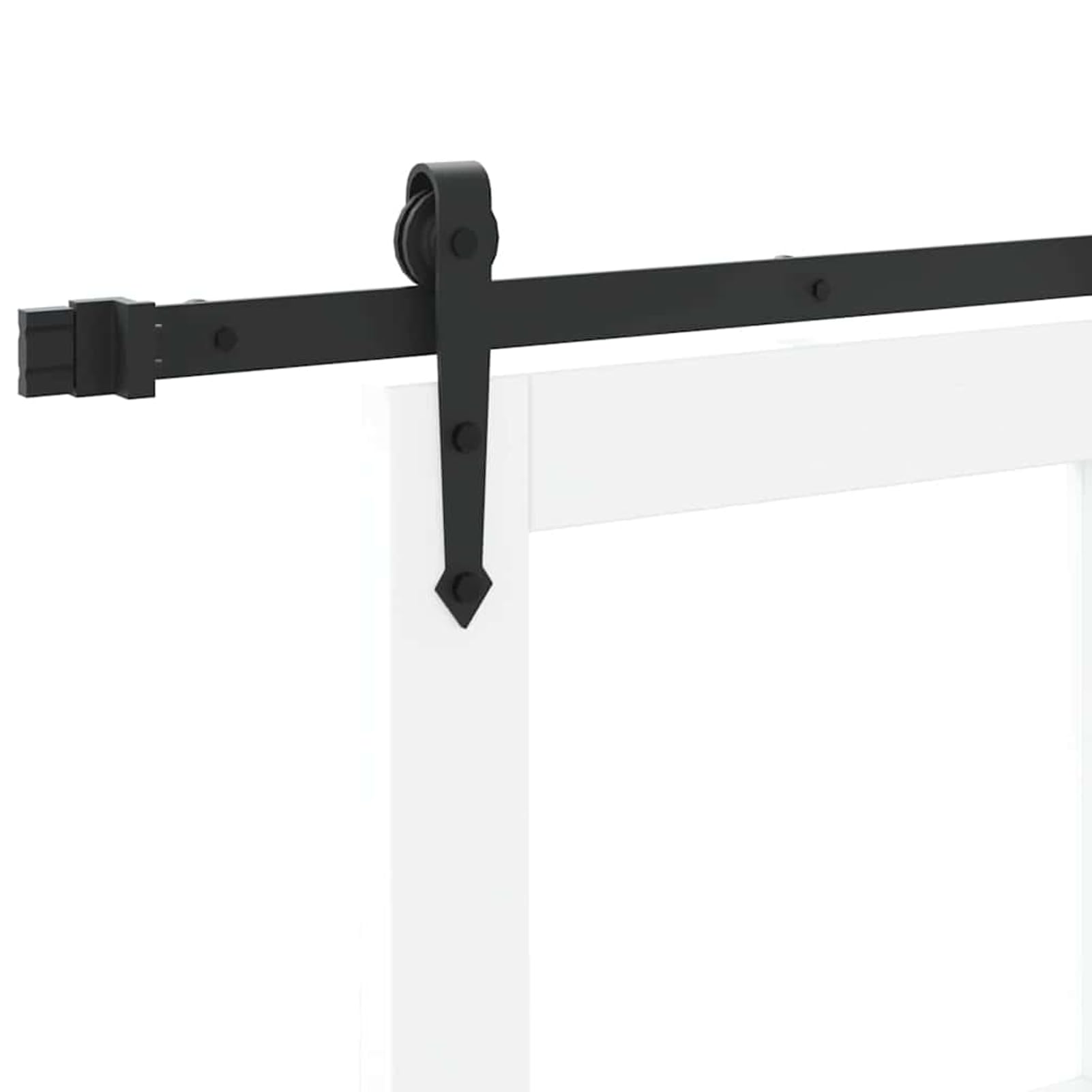 Drzwi przesuwne ORKDAL 83 x 211 cm z litego drewna sosnowego i szkła, białe – do przedpokoju i wnętrz, w zestawie szyna, rolki i materiały montażowe