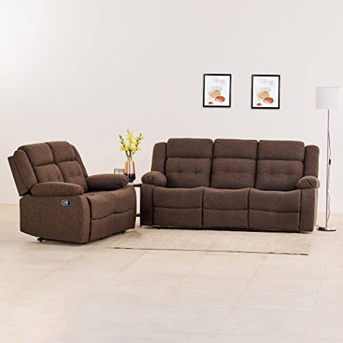 Image of Home Centre Helios Zurich Fabric 3+2 Manual Recliner - Brown