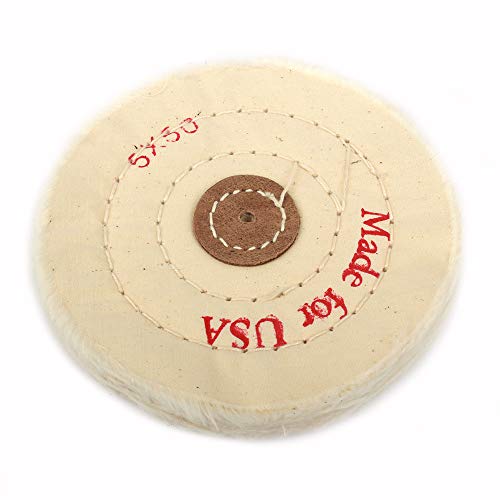 5 Inch Cloth Buffing Polishing wheel with 4mm Arbor for Bench Grinder Buffer Tool, White, 50 Ply