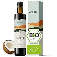 nedura® BIO MCT-Öl C8 - aus 100% BIO-Kokosöl - exogene Ketone - In eigener Deutscher Manufaktur abgefüllt - Hochwertig, rein, vegan und geschmacksneutral - 500ml Glasflasche