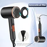 Panana Hair Dryer Professional Ionic Hairdryer, 2000W Powerful Blow Dryer with 2 Speed 3 Heat Setting, Cool Shot Button, Salon Hairdryers for Women & Men, 2 Concentrators and and 1 Diffuser (Black-01) - Image 6