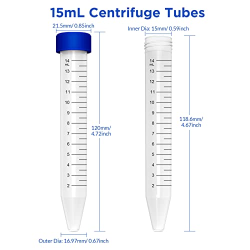Simpure Centrifuge Tubes 15Ml, Conical Tubes Sterile 50 Pcs, Polypropylene, Leak-Proof Screw Caps, Plastic Container With Graduated And Write Marks, Non-Pyrogenic, Dnase/Rnase Free, Human Dna-Free #TOP2