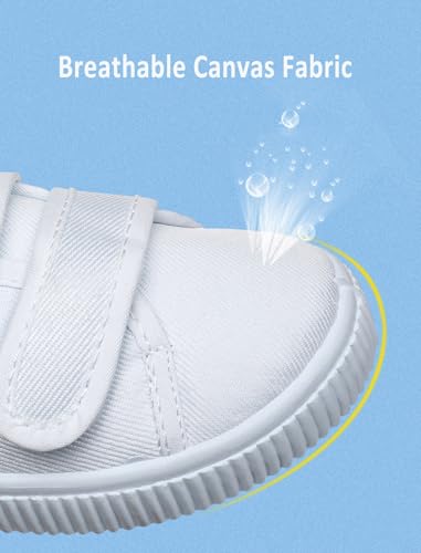 Boys Girls Canvas Sneakers Casual Low Top Slip On Flats Lightweight Comfy White Walking School Shoes3