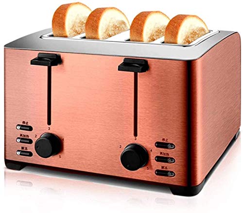 HYLK Profession Toaster,Edelstahl-Toaster, 4 Scheiben Automatisch Backen Auftauen Aufwärmen Abbrechen Funktion…