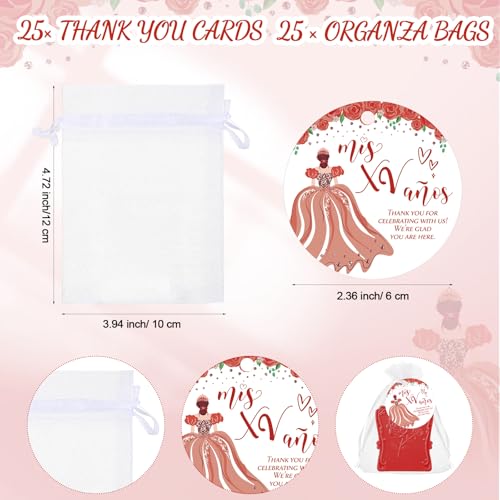 Wenqik 25 Set Quinceanera Party Favors for Guests Include Rose Compact Mirror Quinceanera Card and Organza Bag Mis Xv Sweet 15th Birthday Party Favors (Red) by Wenqik - Used condition - Image 3