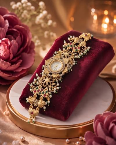 Image of Gold Plated Ethnic Watch For Women And Girls | Stylish Fashion Watch | Quartz Movement | Elegant Gift for Women