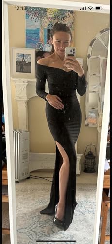 Image of Womens Off Shoulder Sexy V Neck High Split Long Maxi Dress, Formal Cocktail Party Evening Gown Mermaid Dress
