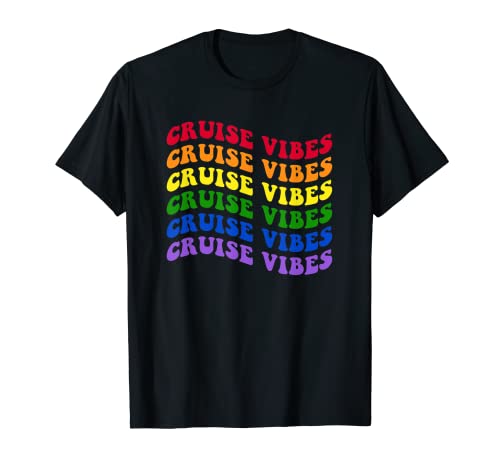 LGBTQ Cruise Vibes Tropical Vacation LGBT Rainbow Gay Pride T-Shirt