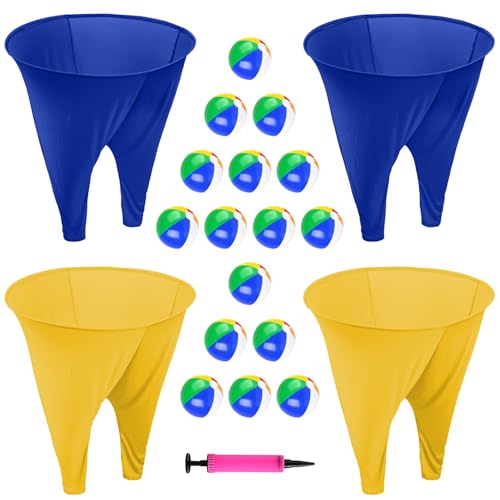 Image of Granny Pants Outdoor Games 4 PCS Fun Party Game Pants with 16 Bouncy Balls and 1 Air Pump (Random Colors), Granny Pants Yard Game for Adults and Family Reunion Party Field Game Set