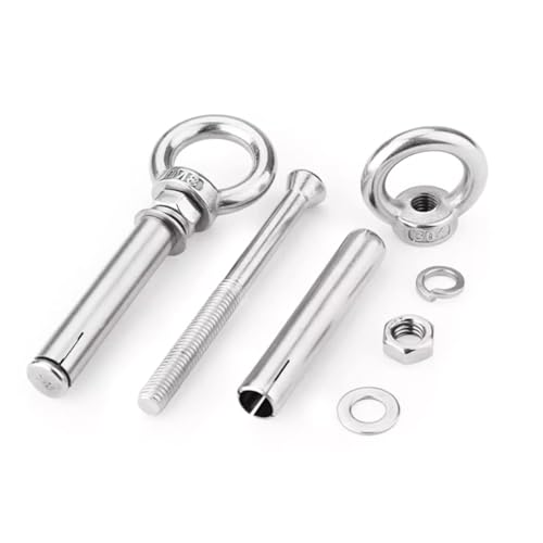 Image of 5 /16 inch x 4-3 /16 inch Expansion Eyebolt Screw Heavy Duty 304 Stainless Steel Shoulder Eye Bolts for Concrete Wall, Brick Anchor, Lifting Ring Fastener 5 Pack
