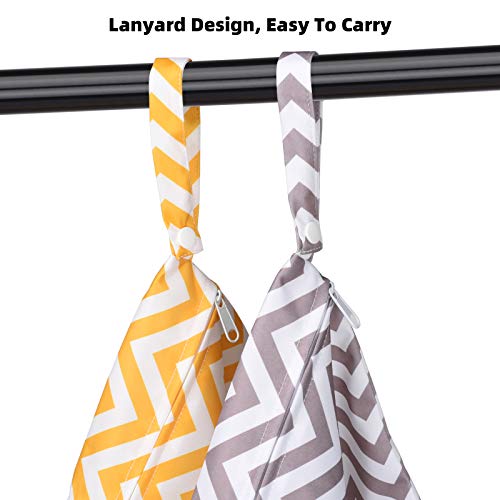 eaxin 2 PCs Cloth Diaper Wet Dry Bags Waterproof Reusable Stroller Travel Beach Pool Daycare Soiled Baby Items Yoga Gym Bag for Swimsuits or Wet Clothes-Chevron