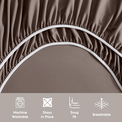 Image of Nestl Extra Deep Queen Sheet Set - 6 Piece Breathable & Cooling Sheets - Hotel Luxury Bedding Set w /18-24 Inch Deep Pockets - Easy & Secure Fit - Super Soft, Wrinkle Free & Comfy - Chocolate Brown