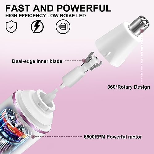 Image of Nose Hair Trimmer for Women 2 in 1 Painless Eyebrow Trimmer and Nose Trimmer Facial Hair Removal Nasal Hair Clippers Professinal, Waterproof, Dual-Edge Blade