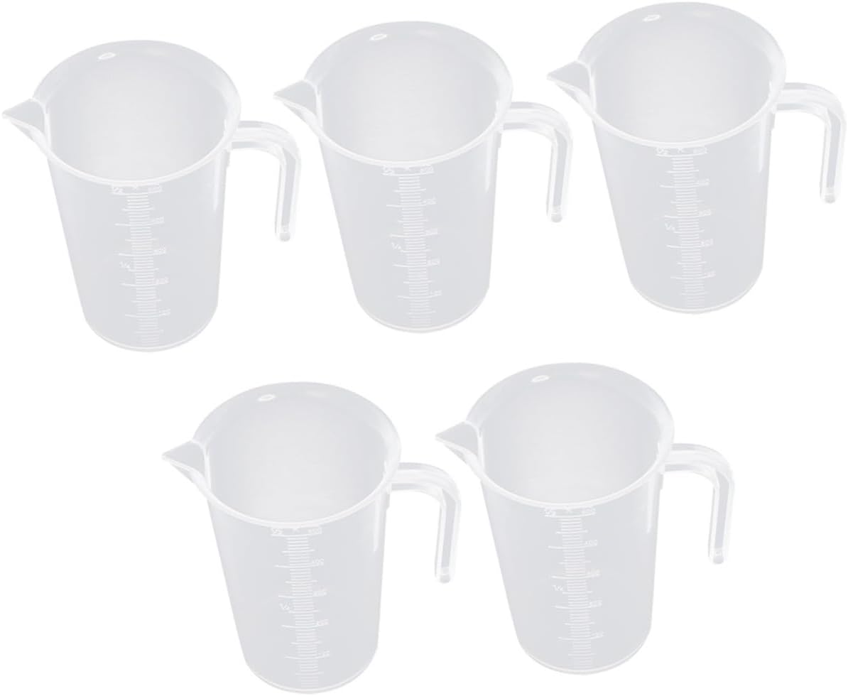 KICHOUSE 5pcs 500ml Pp Measuring Cups Set, Graduated Kitchen Baking Measuring Jugs, High Temperature Resistant Plastic Cups for Home Cooking and Milk Tea