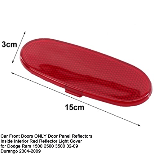Image of Front Door Panel Reflector Interior Door Reflectors Red Light Cover for Dodge Ram 1500 2002-2008 /Ram 2500 /3500 2003-2009 /Dodge Durango 2004-2009