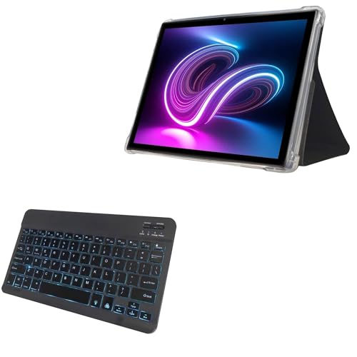 BoxWave Keyboard Compatible with Headwolf WPad 3 - SlimKeys Bluetooth Keyboard - with Backlight, Portable Slim LED 7 Colors - Jet Black